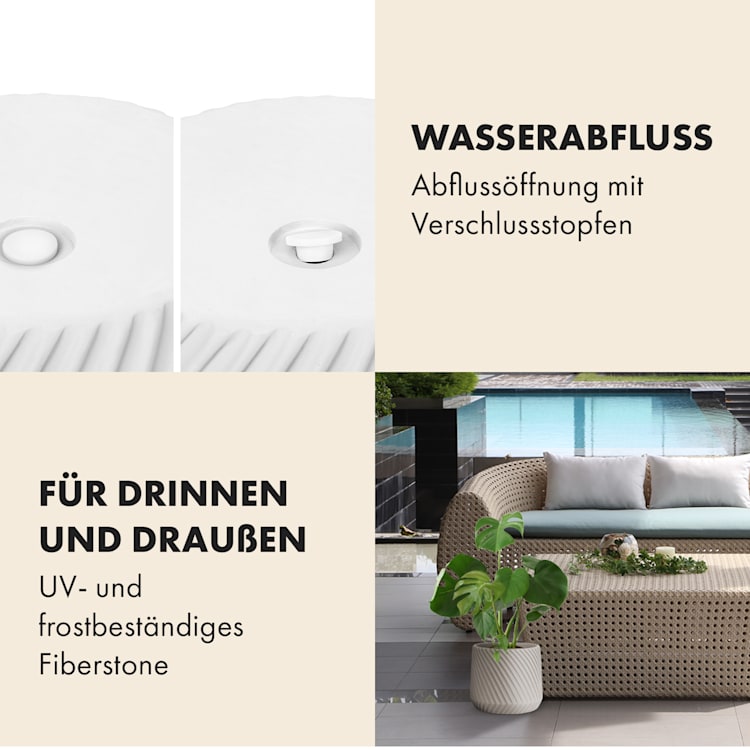 Heusden Blumentopf Polystone pflanzenfreundlich handgemacht M (Ø 25,4 cm) | Weiß, matt