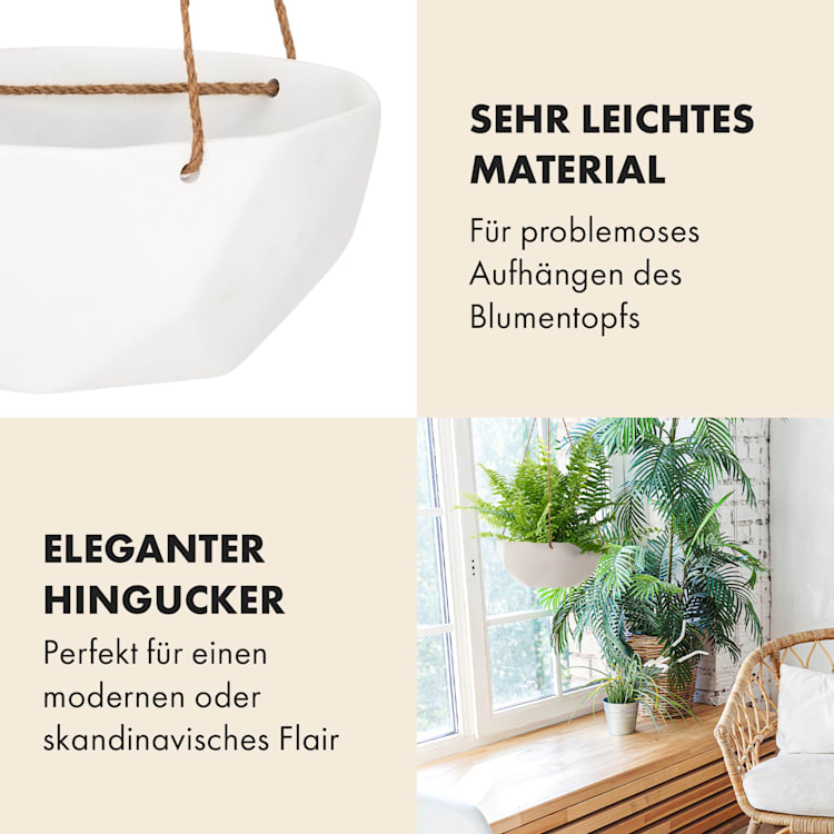 Laren Blumenampel Ø 28 cm Polystone mit Naturseilen