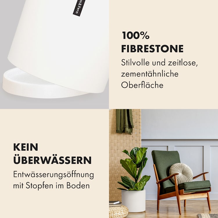 Pflanztopf Übertopf Faserstein In/Outdoor L (Ø 30,48 cm)