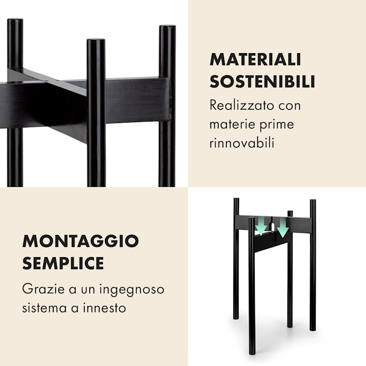 Zeist portavaso, 2 altezze, combinabile, design a innesto, naturale M (hoch, Ø 25,4 cm) | Bianco / nero