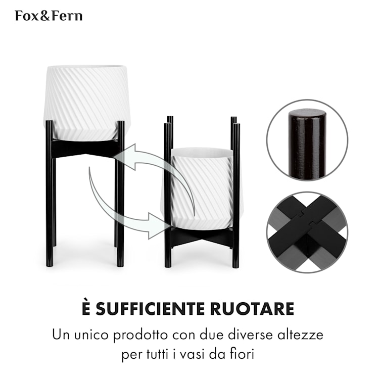Zeist portavaso, 2 altezze, combinabile, design a innesto, naturale M (hoch, Ø 25,4 cm) | Bianco / nero
