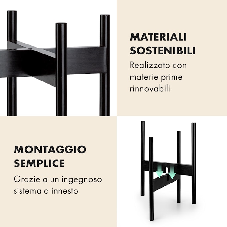 Zeist portavaso, 2 altezze, combinabile, design a innesto, naturale M (Ø 25,4 cm) | Legno nero