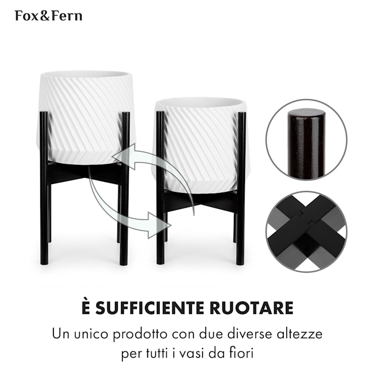 Zeist portavaso, 2 altezze, combinabile, design a innesto, naturale M (Ø 25,4 cm) | Legno nero