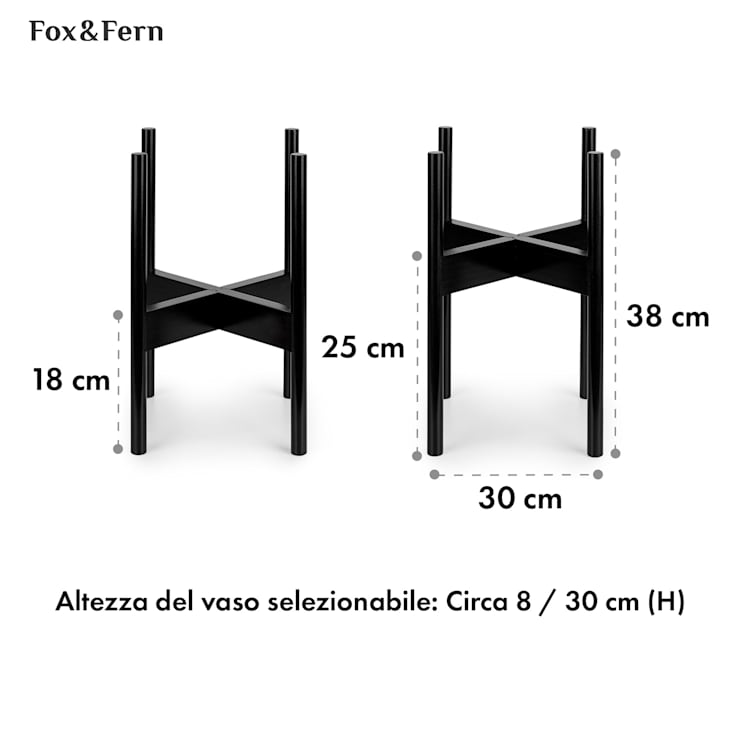 Zeist portavaso, 2 altezze, combinabile, design a innesto, naturale M (Ø 25,4 cm) | Legno nero