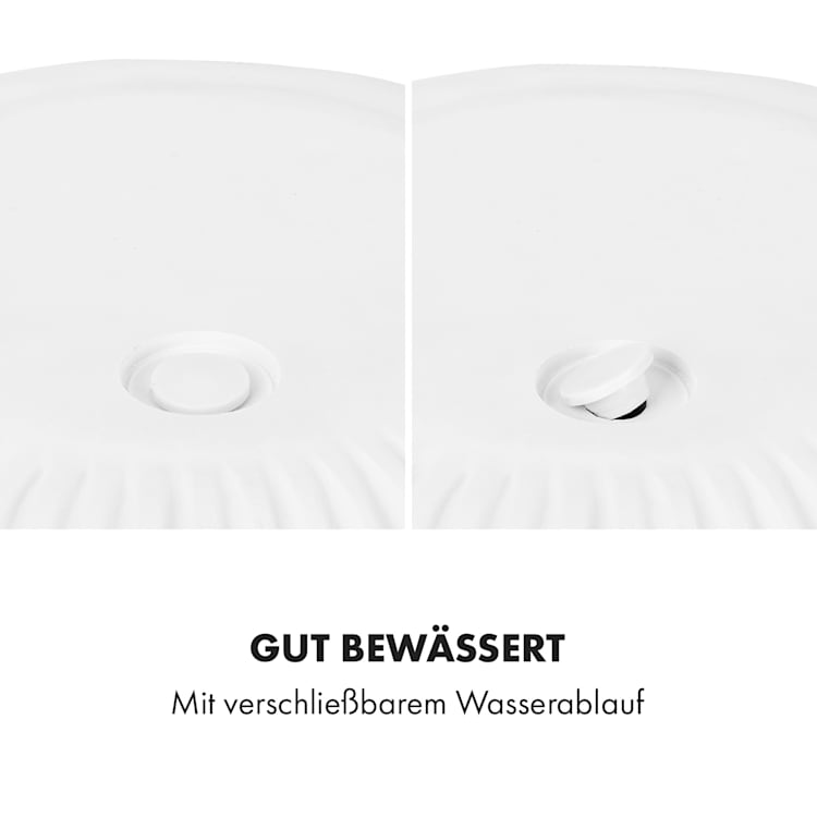 Hasselt Blumentopf Polystone pflanzenfreundlich handgemacht 3D-Optik L (Ø 30,48 cm) | Weiß, matt
