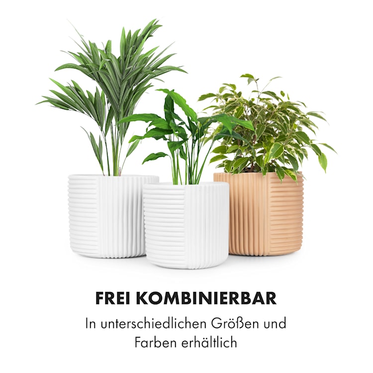 Hasselt Blumentopf Polystone pflanzenfreundlich handgemacht 3D-Optik L (Ø 30,48 cm) | Weiß, matt