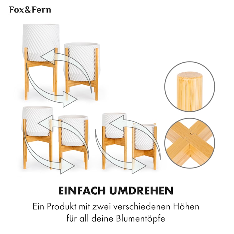 Zeist Pflanzenhalter 3er-Set 2 Höhen kombinierbar Steck-Design naturbelassen