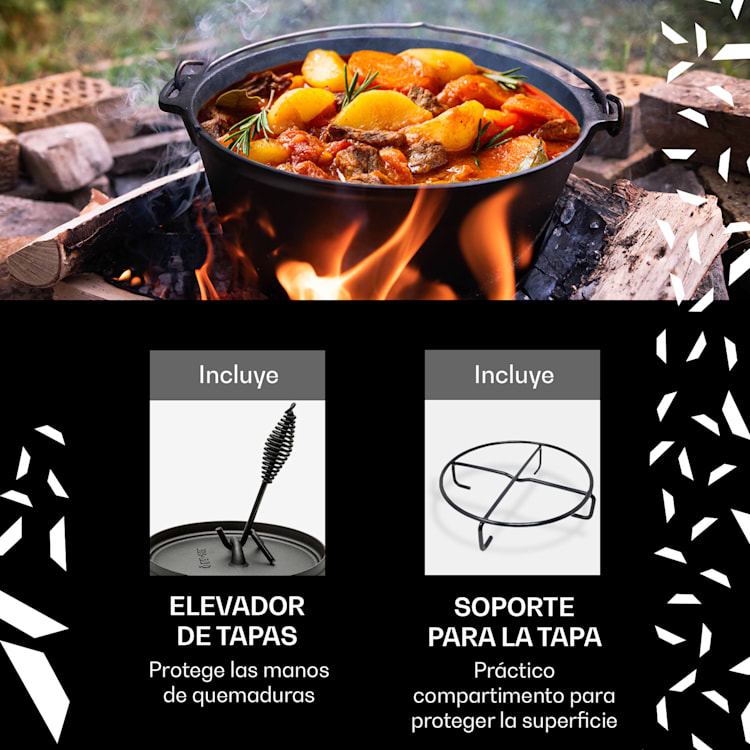 Olla Galloway Dutch Oven 4.5 BBQ hierro fundido marcado tamaño S / 4.5 qt ca. 4,2 Ltr / 4,5 qt | sin pies