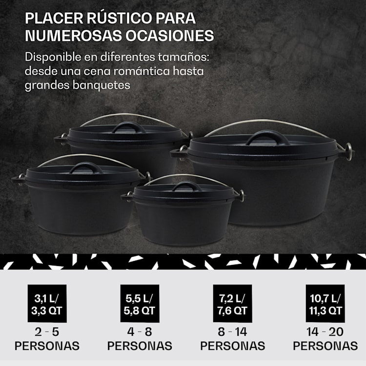 Olla Galloway Dutch Oven 4.5 BBQ hierro fundido marcado tamaño S / 4.5 qt ca. 4,2 Ltr / 4,5 qt | sin pies