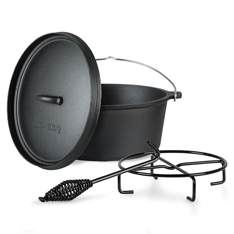 Galloway Dutch Oven 5.8 BBQ Pot Cast Iron Pre-Baked Size M / 5.8 qt ca. 5.5 Ltr / 5.8 qt | without feet
