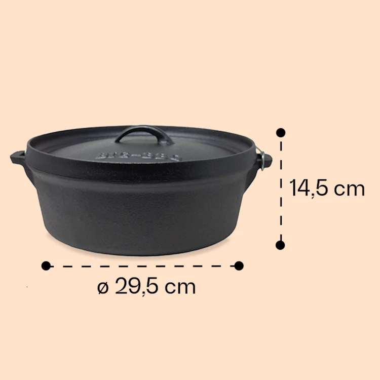 Galloway Dutch Oven 5.8 BBQ Pot Cast Iron Pre-Baked Size M / 5.8 qt ca. 5.5 Ltr / 5.8 qt | without feet