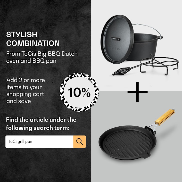 Galloway Dutch Oven 9.0 BBQ Pot Cast Iron Pre-Baked Size L / 9 qt ca. 8,5 Ltr / 9 qt | without feet