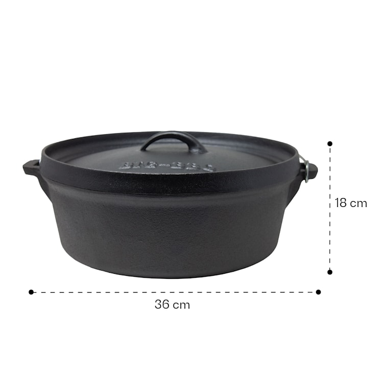 Olla Galloway Dutch Oven 9.0 BBQ hierro fundido marcado tamaño L / 9 qt ca. 10 Ltr / 9 qt | sin pies