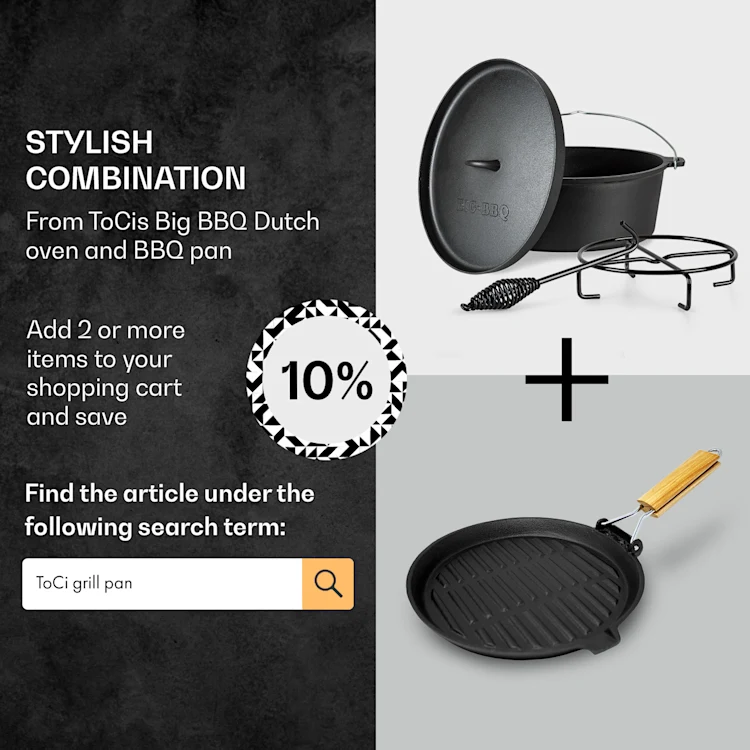 Galloway Dutch Oven 11.3 BBQ Pot Cast Iron Pre-Baked Size XL / 11.3 qt ca. 10.7 Ltr / 11.3 qt | without feet
