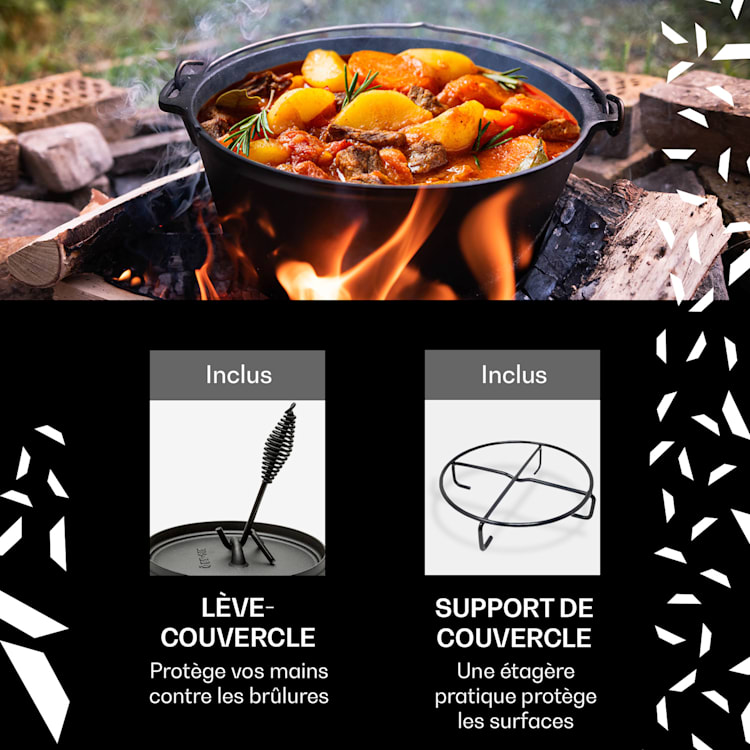 Galloway Dutch Oven 12.0 BBQ Pot Fonte Pieds de support Taille XL / 12 qt ca. 11,3 Ltr / 12 qt | pieds