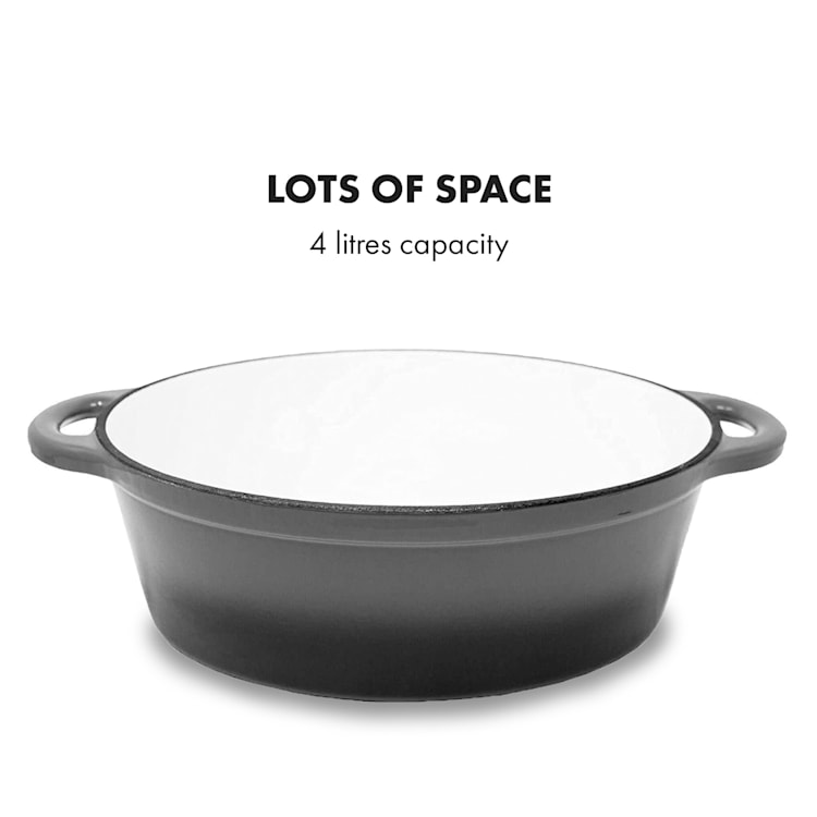 Podolica braadpan 4 liter casserole gietijzer geëmailleerd ovaal twee handvaten 4 Ltr. | Mid Gray