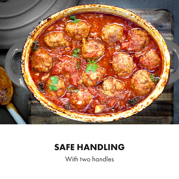 Podolica braadpan 4 liter casserole gietijzer geëmailleerd ovaal twee handvaten 4 Ltr. | Mid Gray
