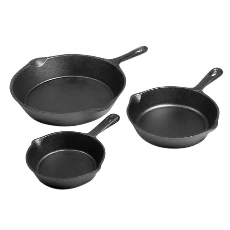 Conjunto de frigideiras Parthenaise de 3 unidades 12/16/21cm Ø Pré-fogo Redondo Ferro fundido