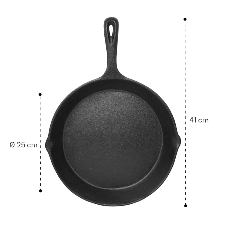 Sartén Parthenaise de 30 cm (Ø) hierro fundido, redonda, prequemada, resistente para el horno