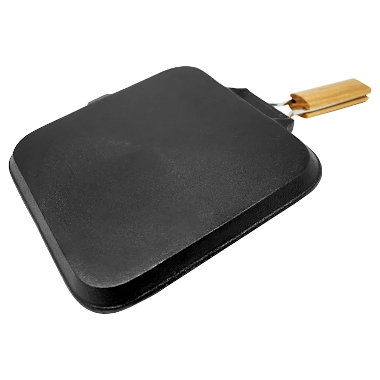 Retinta Grill and Steak Pan Square Cast Iron Pre-Baked Wooden Handle Square