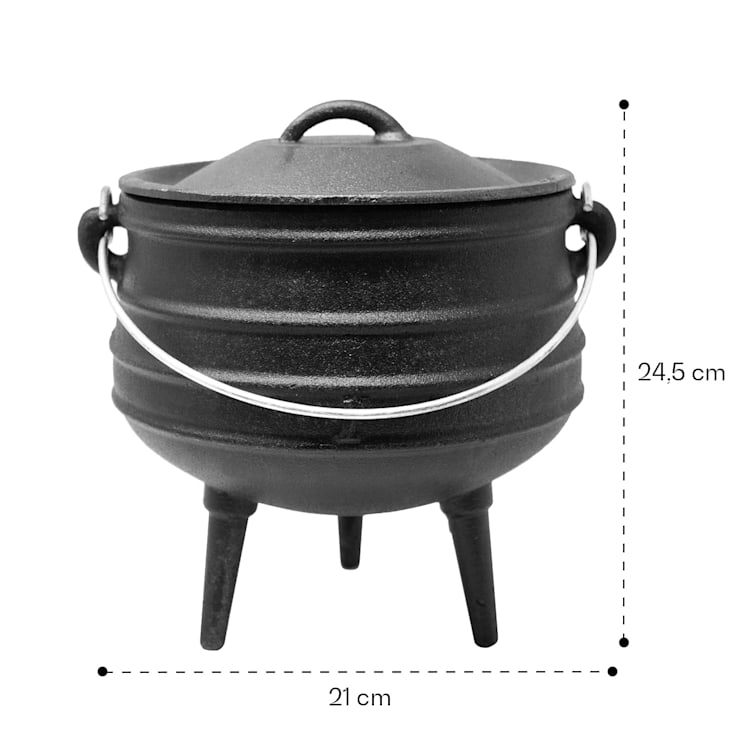 Beefalo, liatinový hrniec, potjie, nožičky, veľkosť S, liatina, okrúhly, pokrievka, 3 l 3 Ltr. | Standard