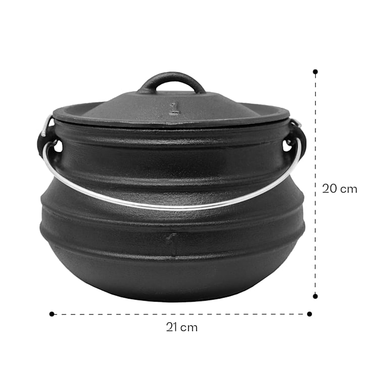 Beefalo, öntöttvas edény, potjie, S méret, öntöttvas, kerek, fedél, 3 l 3 Ltr. | Lakás