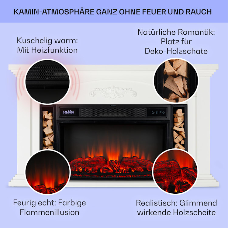 Saint Helens Elektrokamin 1900 W LED-Technik Fernbedienung Weiß