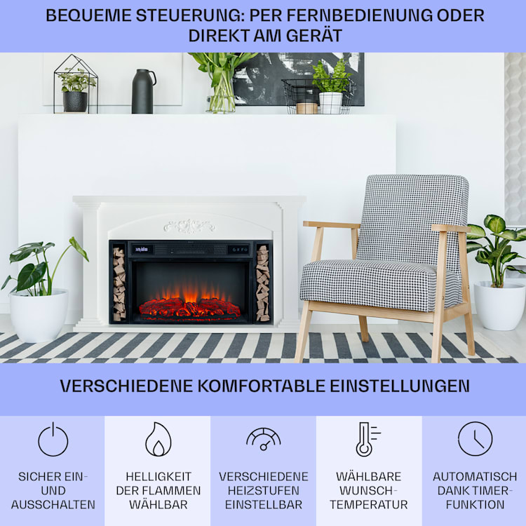 Saint Helens Elektrokamin 1900 W LED-Technik Fernbedienung Weiß