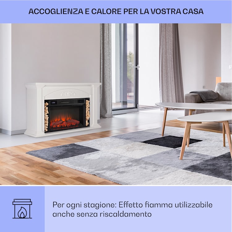 Saint Helens - Camino elettrico, 1900 W, tecnologia LED, telecomando Bianco