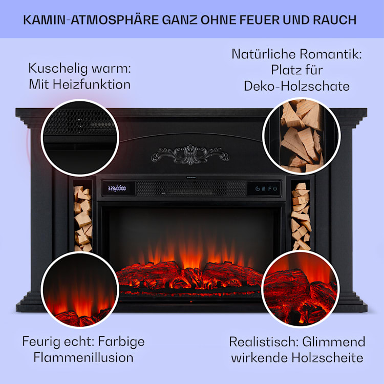Saint Helens Elektrokamin 1900 W LED-Technik Fernbedienung Schwarz