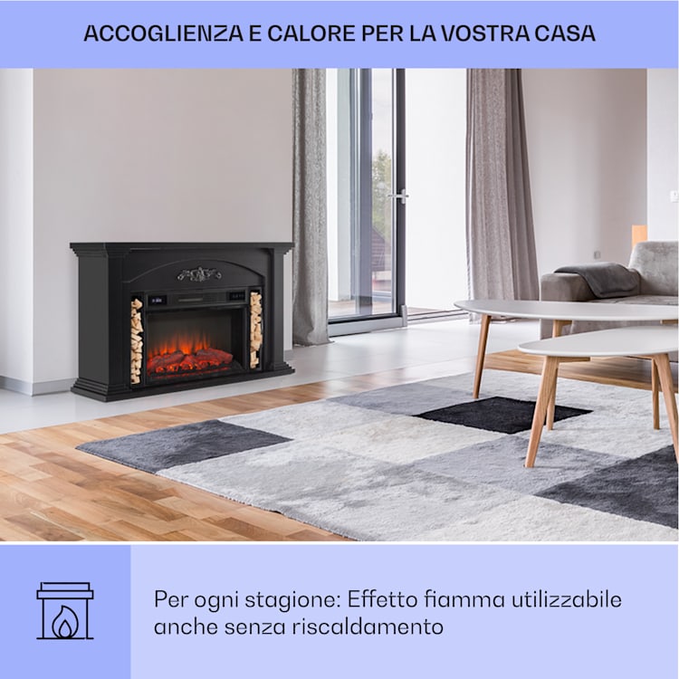 Saint Helens - Camino elettrico, 1900 W, tecnologia LED, telecomando Nero