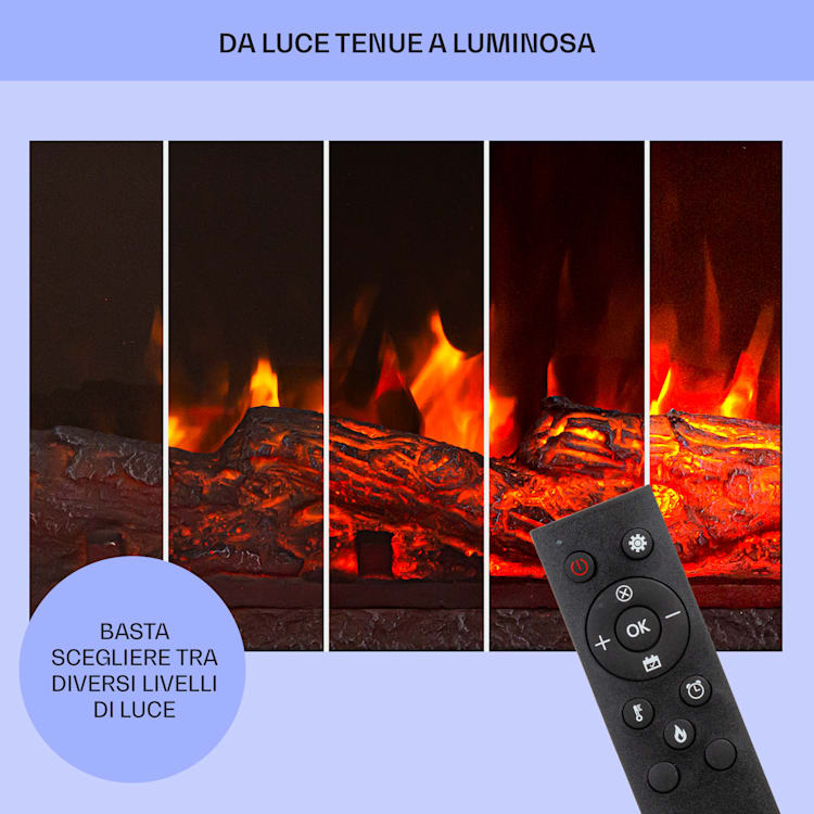 Saint Helens - Camino elettrico, 1900 W, tecnologia LED, telecomando Nero