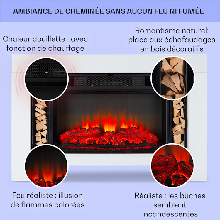 Studio Loft 2 cheminée électrique 1900 W Technologie LED Télécommande Blanc