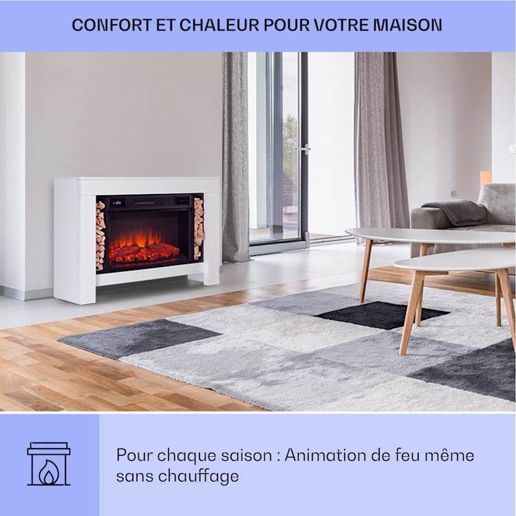Studio Loft 2 cheminée électrique 1900 W Technologie LED Télécommande Blanc