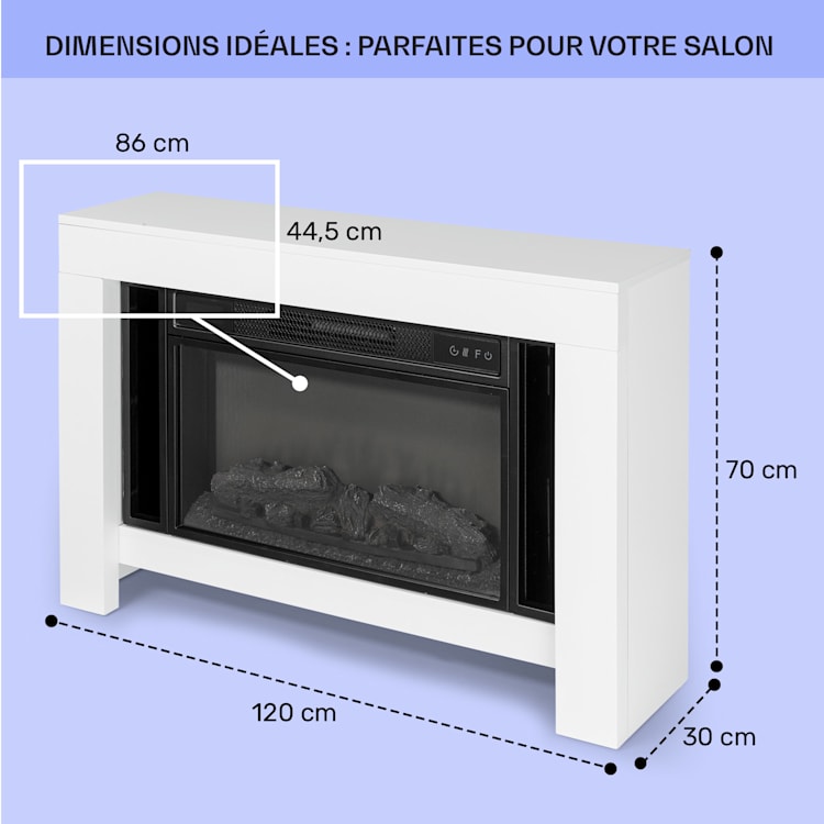 Studio Loft 2 cheminée électrique 1900 W Technologie LED Télécommande Blanc