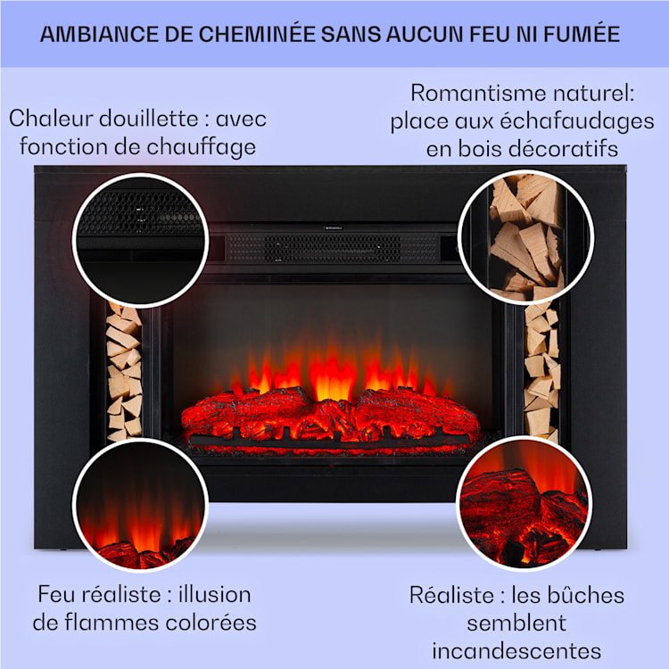 Studio Loft 2 cheminée électrique 1900 W Technologie LED Télécommande Noir