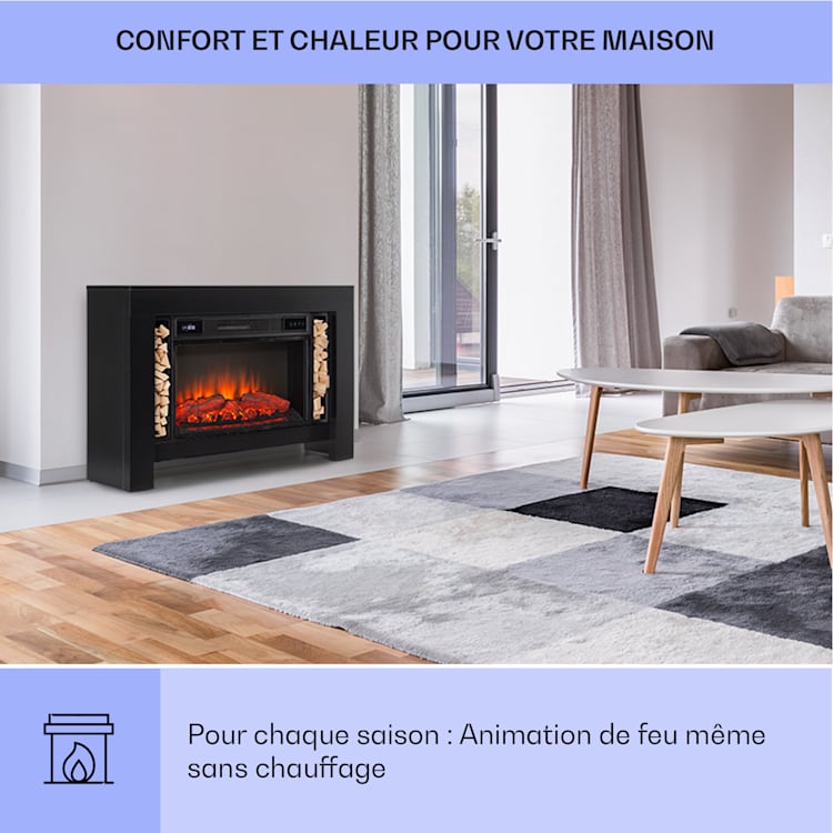 Studio Loft 2 cheminée électrique 1900 W Technologie LED Télécommande Noir