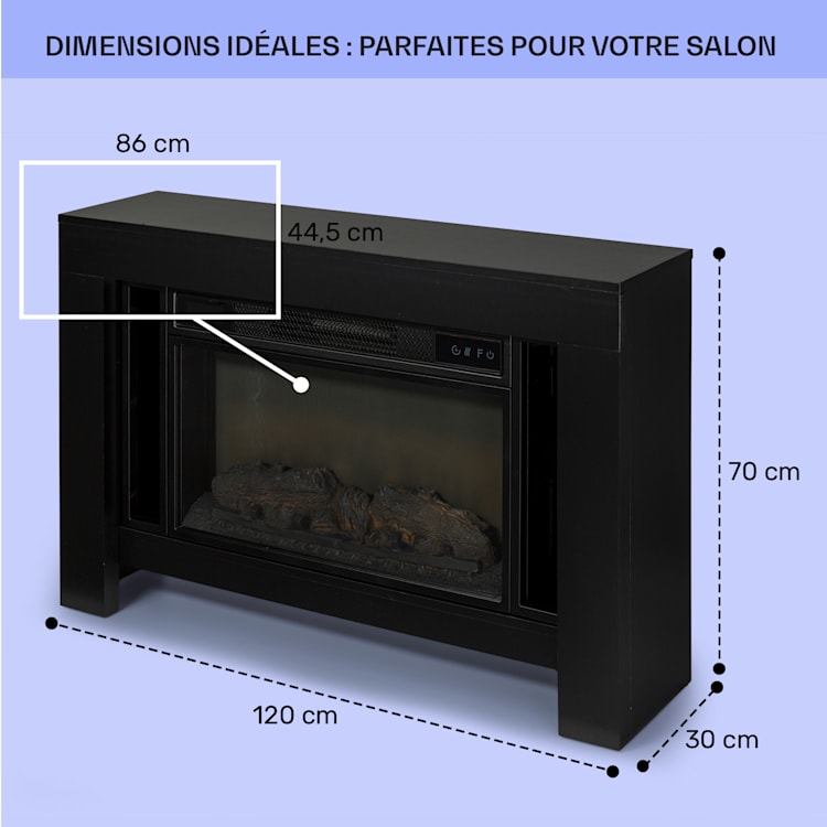 Studio Loft 2 cheminée électrique 1900 W Technologie LED Télécommande Noir