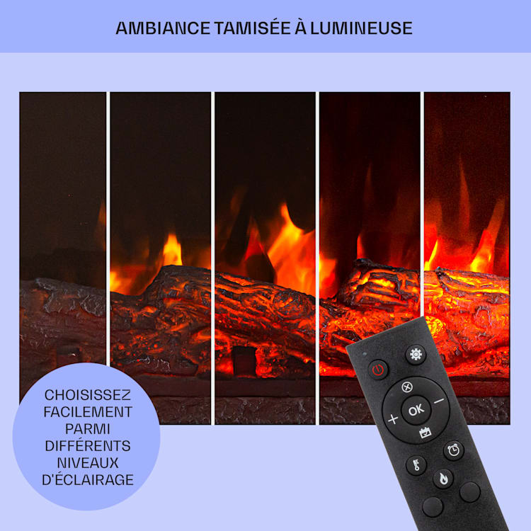 Studio Loft 2 cheminée électrique 1900 W Technologie LED Télécommande Noir