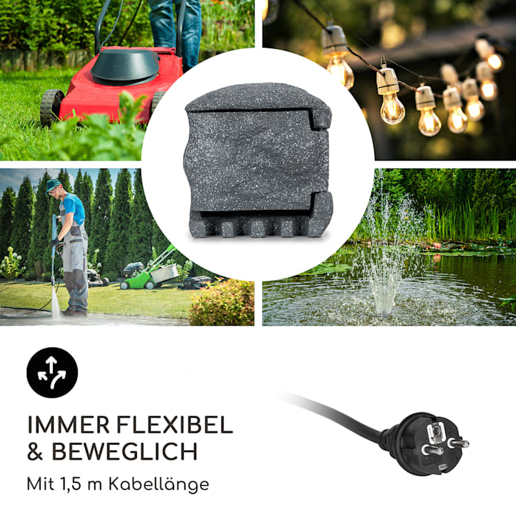 Power Rock Smart Gartensteckdose WiFi-Steuerung 3680 Watt IP44 Felsen | 1,5 m