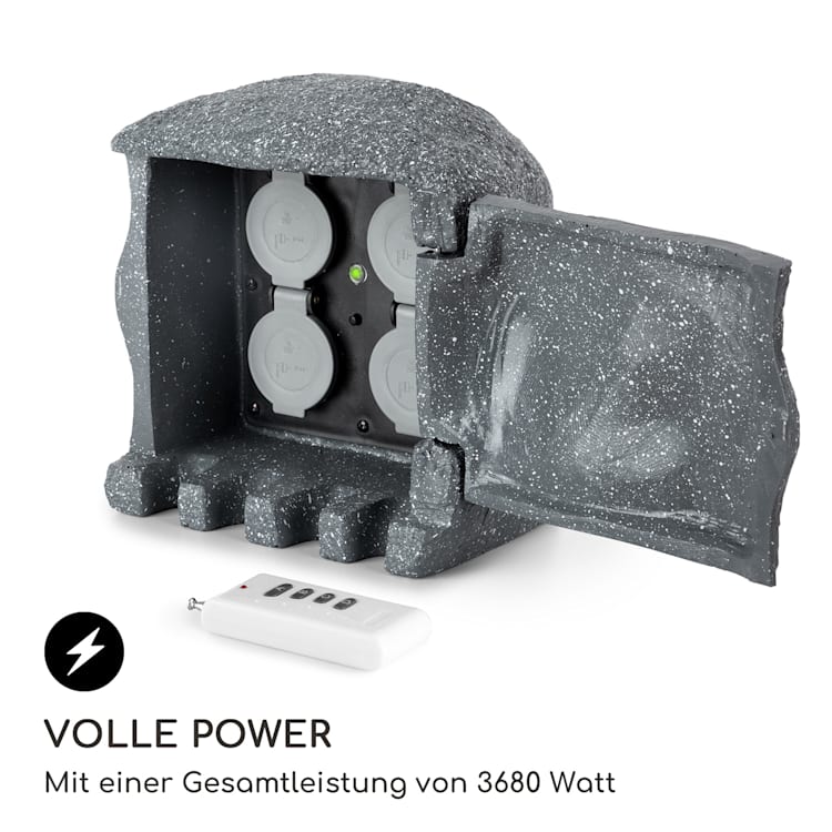 Power Rock Smart Gartensteckdose WiFi-Steuerung 3680 Watt IP44 Felsen | 1,5 m