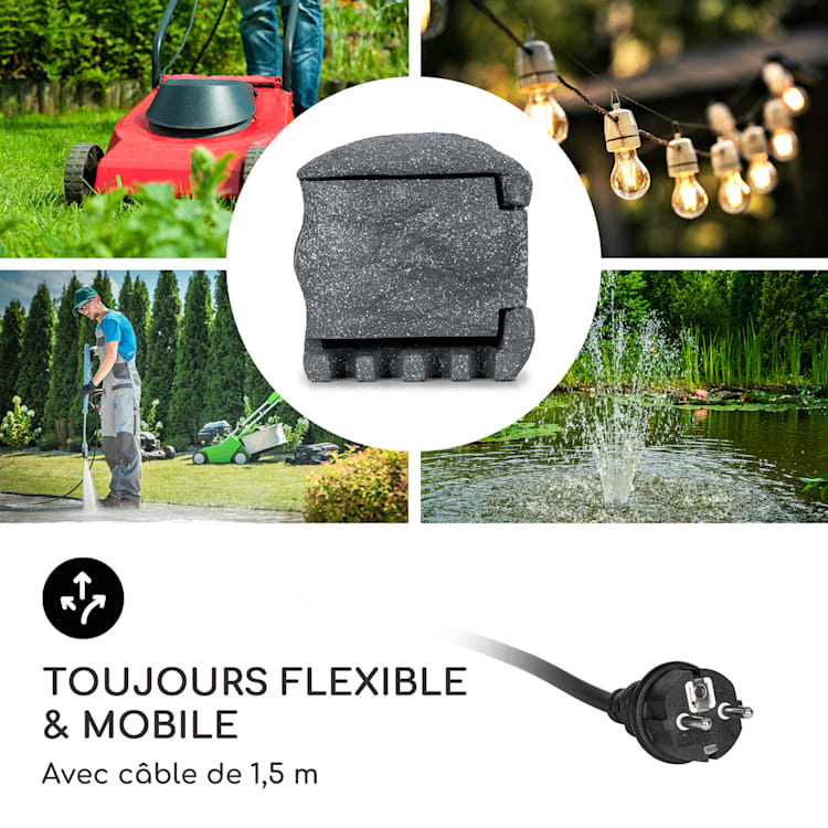 Prise de jardin Power Rock Smart contrôle par WiFi 3680 watts IP44 rocher | 1,5 m