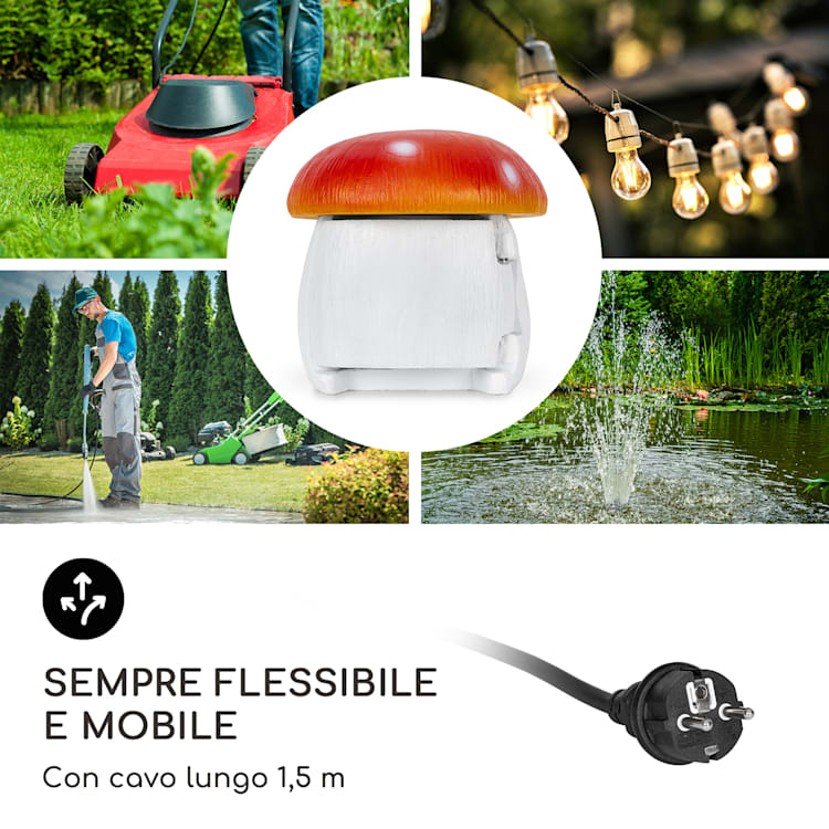 Power Mushroom Smart - Presa elettrica da giardino, controllo WiFi, 3680 watt, IP44 Fungo | 1,5 m