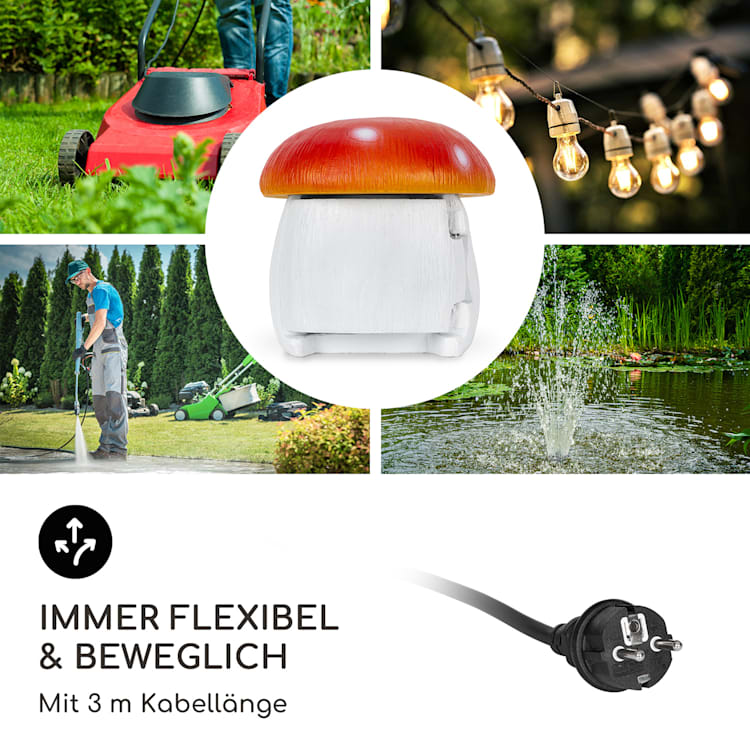 Power Mushroom Smart Gartensteckdose WiFi-Steuerung 3680 Watt IP44 Pilz | 3 m