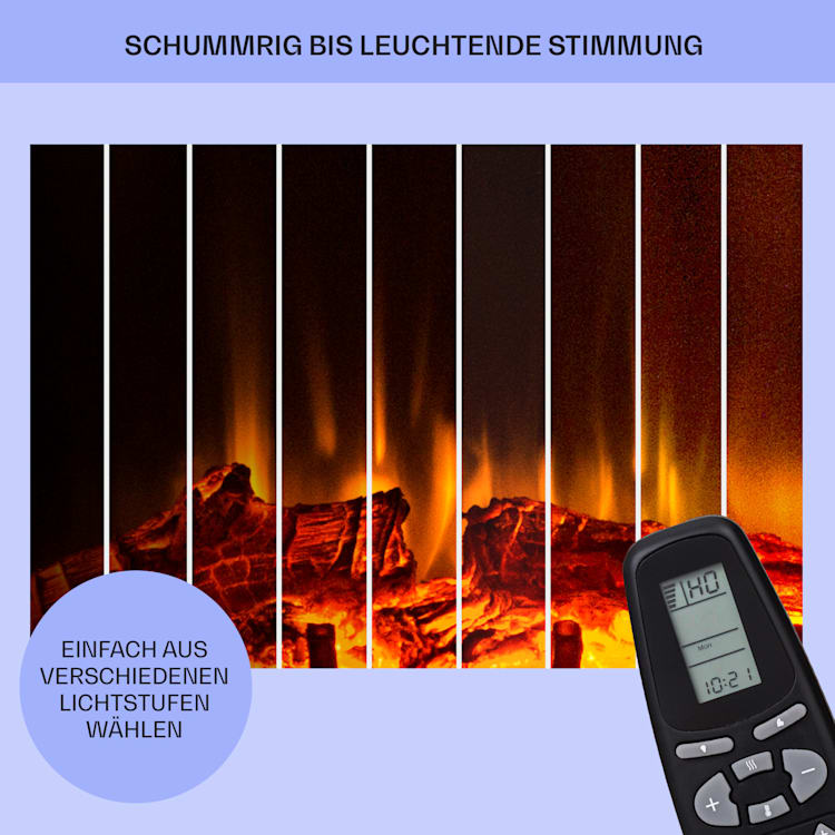 Las Pilas Elektrokamin Heizlüfter 900/1800W Wochentimer Fernbedienung Weiß