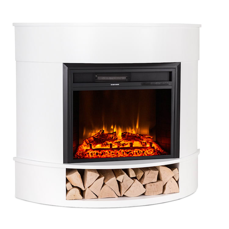 Loloru cheminée électrique radiateur soufflant 900/1800 W minuterie hebdomadaire télécommande Blanc