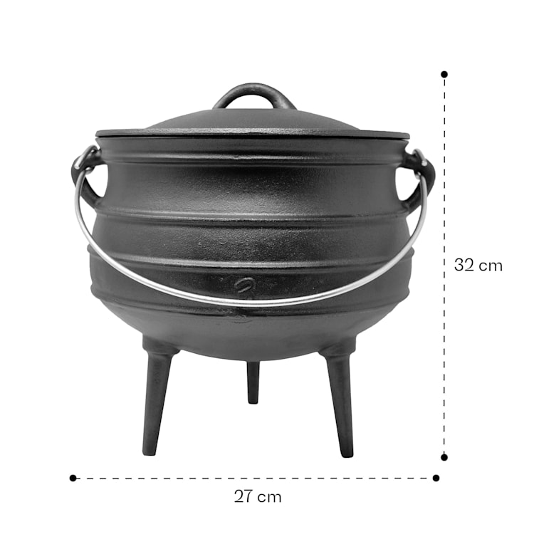 Beefalo Potjie Schmortopf Standfüße Größe L Gusseisen rund Deckel 8 Liter 8 Ltr. | Standard