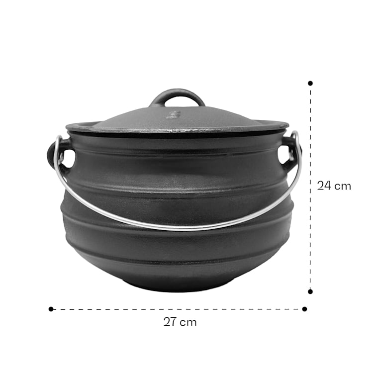 Beefalo Potjie Schmortopf Größe L Gusseisen rund Deckel 8 Liter 8 Ltr. | Flach
