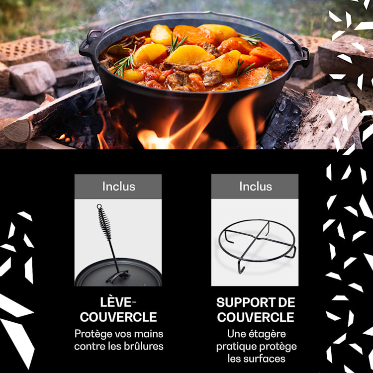 Guernsey Premium Dutch Oven 4.5 BBQ Pot Cast Iron Pre-Baked Size S / 4.5 qt ca. 5 Ltr / 4,5 qt | sans pieds