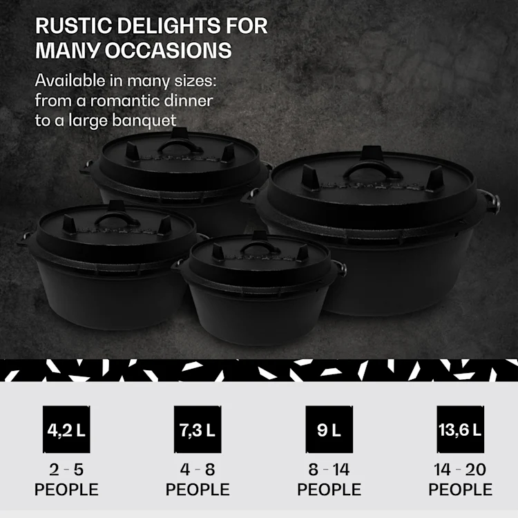 Guernsey Premium Dutch Oven 9.0 BBQ Pot Cast Iron Pre-Baked Size L / 9 qt ca. 8,5 Ltr / 9 qt | without feet